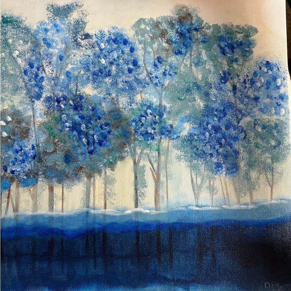 Blue Forest Abstract Canvas Art Painting by
